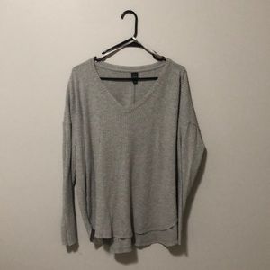 Light Gray Wild Fable Waffle Knit V-neck Sweater